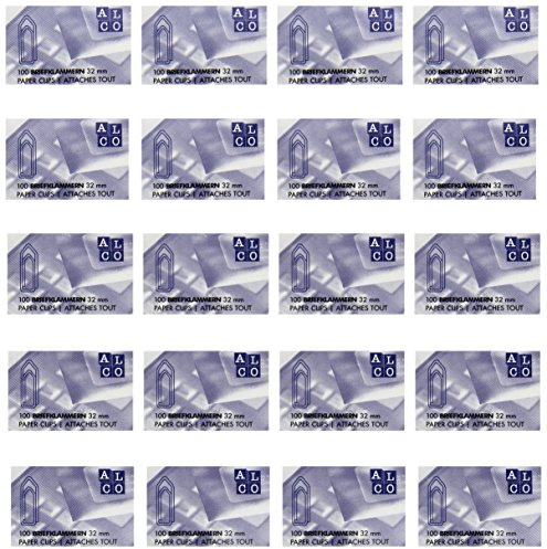 ALCO-Albert - Briefklammern 32 mm, 20 Boxen à 100 Stück | Büroklammern zum Heften, Ordnen und Bündeln von Dokumenten und Unterlagen