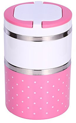 Yosoo, scatola portapranzo da picnic, termica, in acciaio inox, perfetta tenuta, con maniglia per il trasporto, Rosa, 930 ml