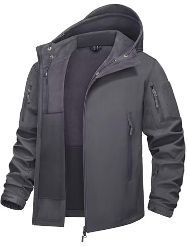 KEFITEVD Mens Tactical Jacket Waterproof Military Coat Combat Fleece Jacket | Warm windproof fleece outerwear,full zip closure,multi pockets,classic military tactical coat,winter fishing work jacket
