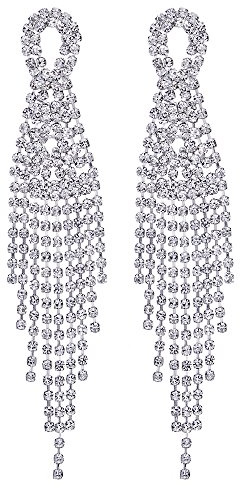 Funkelnden Hochzeit Braut Partei Abschlussball Strass Quaste Lange Große Statement Ohrstecker Ohrringe Ohrschmuck