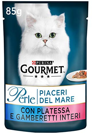 Gourmet Purina Perle Humide Chat plaisirs du mer avec Plie et crevettes Entiers – 24 Pochettes de chacune 85 g (Pack de 24 x 85 g)