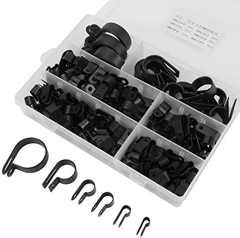 P Clips Colliers de Fixation 200pcs en Plastique Nylon pour Conduit Câble Tube Gaine Noir