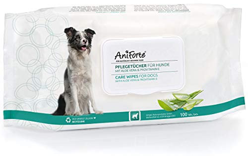 AniForte Pflegetücher für Hunde 100 Stück - XXL desodorierende Reinigungstücher mit Frischeverschluss, hypoallergen, mild, reißfest, natürliche Reinigung, Dog Wipes