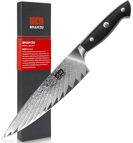 SHAN ZU Damastmesser Kochmesser, Profi Küchenmesser Japanisch Damaskus Chefmesser 67-Schicht Damaststahl AUS10 Stahl Sharp Damast Messer mit G10 Griff/Geschenkbox