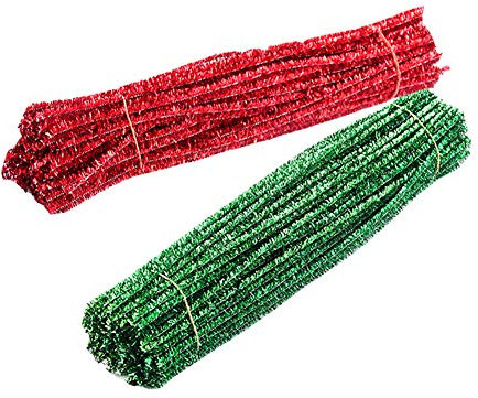 FSSTUD 200 Stück Glitzer Pfeifenreiniger DIY Pfeifenputzer Chenilledraht zum Basteln Farbig Dekor Weihnachtszierde