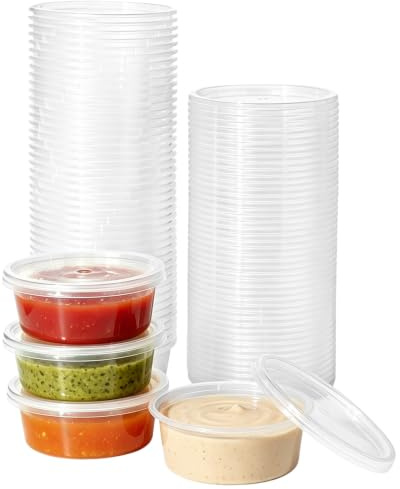 Surflyee 40 Stück 2OZ Aufbewahrungsdosen mit Deckel Klein, Wiederverwendbar | Auslaufsichere Frischhaltedosen Klein, Mikrowellengeeignet, Kleine Dosen für Soßen, Dips, Gewürze