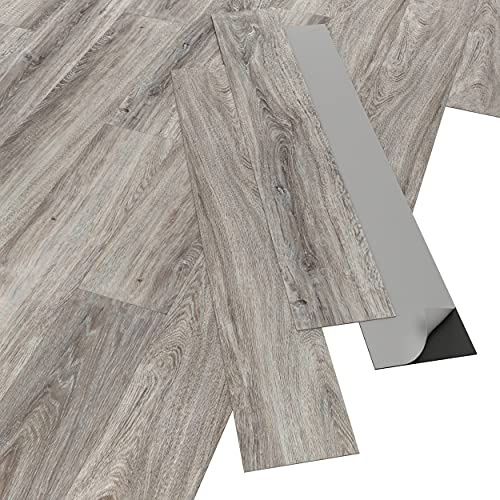 ARTENS - PVC Bodenbelag MAYUM - Selbstklebende Vinyl-Dielen - Vinylboden - Holz-Effekt - Hellgrau/Grau - Medio - 91,44cm x 15,24 cm x 2 mm - Dicke 2 mm - 2,23m²/16 Dielen