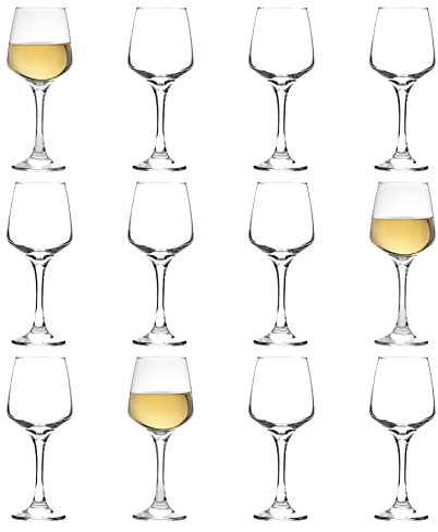 LAV 12x Clear 295ml Lal White Wine Glasses - Small Glass Red Rose Long Stem Cocktail Party Drinking Goblet Gift Set