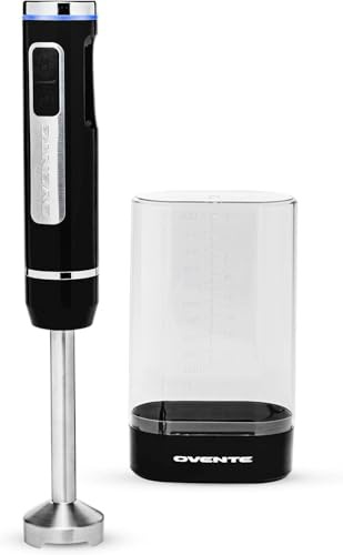 OVENTE Mixeur plongeant électrique sans fil 200 W 8 vitesse de mélange avec lames en acier inoxydable, lourdement portable et rechargeable, parfait pour les smoothies, la purée de nourriture pour bébé