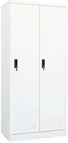 Yolola Stahlspind Garderobenschrank Spind Kleiderspind Spindschrank Kleiderspind Garderobenschrank Doppelspind 2 Abteile Flügeltüren Trennwand Pulverbeschichtung 80x50x180 cm Stahl Weiß