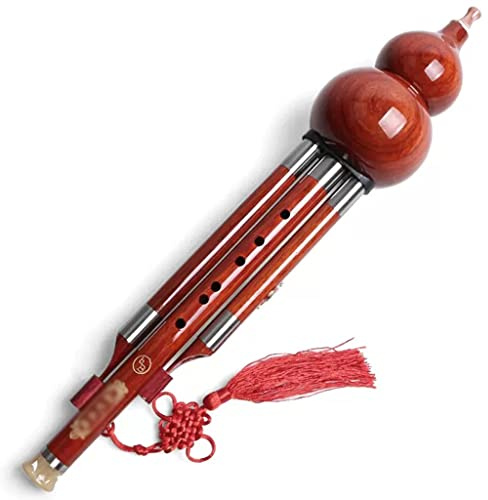 Siebenloch-Kürbisseide Aus Mahagoni Professioneller Kürbisflötenspieler C Nach Unten B Nach Unten Pitch Hulusi Ethnisches Piccolo-Musikinstrument (Color : Red_Small D-key)