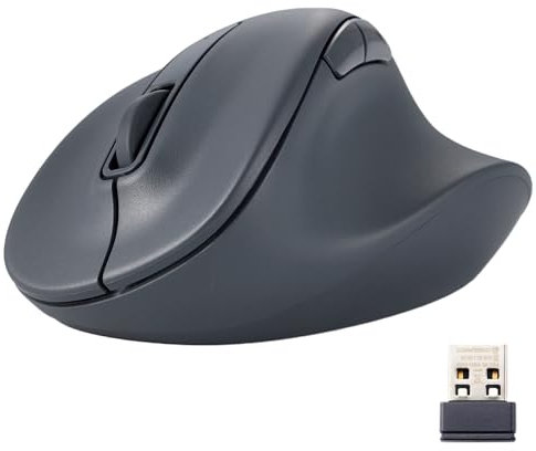 ELECOM Wireless Ergonomic Shape Mouse, 2.4GHz with Mini USB Receiver, Silent Click, Right Hand 2000DPI, 5 Buttons,EX-G, XLsize Black (M-XGXL30DBSKBK)