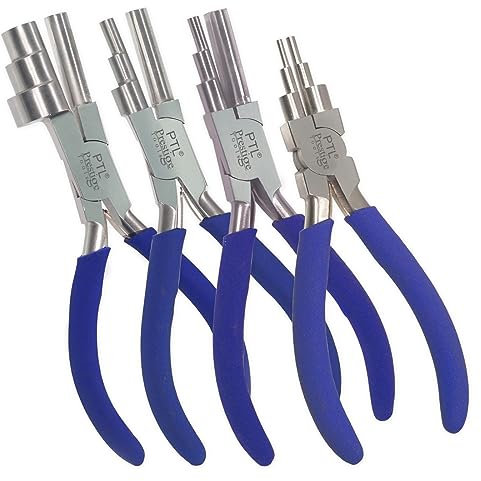 Juego de 4 alicates de doblado de alambre, alicates de bucle de punta redonda, para manualidades, manualidades, joyería, kit de herramientas de regalo PTL®