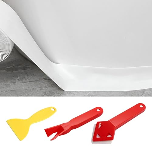 Dichtungsband Selbstklebend Wasserdicht, 2 Rollen Weiß Dichtband Selbstklebend und 3 Dichtungswerkzeug Set, Dichtungsband Wasserdicht für Küche,Badezimmer, Toilette, Wandecke