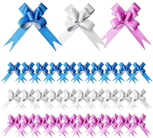 30 Stück Geschenkschleifen,Bunt Geschenk Schleife Schleifen,18mm Geschenk Schleife,3 Farben Geschenkschleifen,Geeignet für Geschenkdekorationen,Hochzeitsdekorationen und Festtagsdekorationen