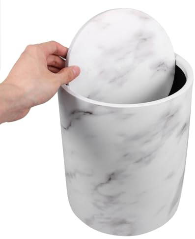 Alipis Poubelle De Cuisine À Couvercle Pivotant Effet Marbre 9.17 Pouces Seau À Ordures Multi-Usage Pour Salle De Bain Bureau Chambre