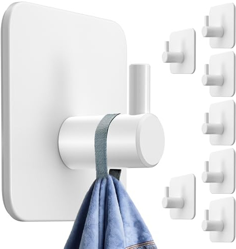 4smile Handtuchhalter ohne Bohren im 8er Set, Weiß | Klebehaken als Handtuchhaken, wasserdichte Haken selbstklebend - Rostfreie Badezimmer Handtuchhalter, Haken für Bad und Küche