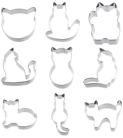 9 Stück Kätzchen-Keksformen, Cartoon-Tierformen, Backwerkzeuge, Kreative Keksformen, Edelstahlformen