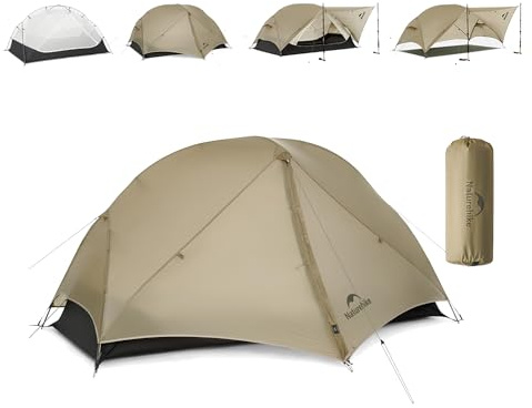 Naturehike Mongar - tält UL [uppdatering 2025] Ultralätt på 1,5 kg, för 1/2 person, 4 användningslägen, vattentätt