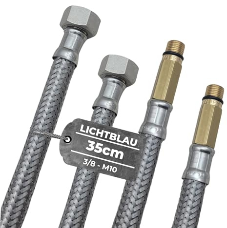 LICHTBLAU 2x Edelstahl Schlauch 35cm 3/8 Zoll M10 G3/8