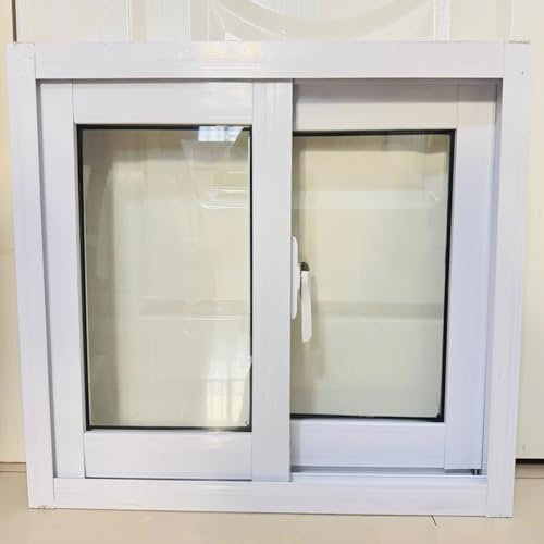 YVYKFZD Finestre scorrevoli per seminterrato, Piccola Finestra scorrevole bianca, Sostituzione Finestra in alluminio, Finestre per Capannoni mobili con serratura e zanzariera, per pollai(WxH 36x14in/9