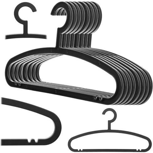 KADAX Kleiderbügel aus Kunststoff, 8er Set, platzsparende Bügel für Anzüge, Hemden, Blusen, Hosen und Jacken, Hosenbügel mit stabilem Haken (Schwarz)