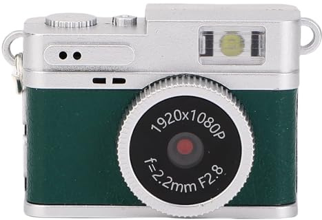 Dpofirs Mini Caméra de Trousseau, 1080p Petite Caméra Rétro, Caméscope Vidéo de Photo Portable, pour Les Adolescents à L'étude de Voyage (Green)
