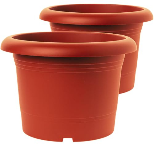 SUSTANIA Lot de 2 pots de fleurs de qualité supérieure en terre cuite : 50 cm - Pot de fleurs de qualité supérieure - Fabriqué en Allemagne pour toutes les conditions météorologiques