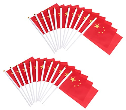 Toyvian 50pièces Petit Drapeau Chinois Polyester Drapeau National Chinois Flottant Main Décoratif