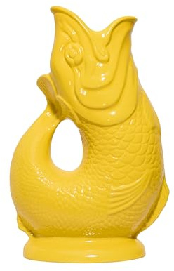 Gluckigluck Karaffe XL Zitronengelb – 1,2 l – Original Gluggle Jug aus England – Wasserkrug mit Glucker-Geräusch – Handgefertigt und glänzend – Kult-Krug als Vase oder Dekanter