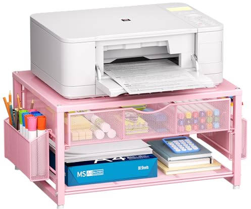 Marbrasse 2-Tier Printer Stand Storage Organiser with Drawer and Pen Holder