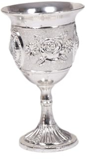 BESPORTBLE Unbreakable, Smooth Rounded Shape and Goblet Glass Made of Zinc Alloy Delicate Inlay Design Large Wide Mouth Opening for Silver Colour Wine Day to Day Meals and Bar Use