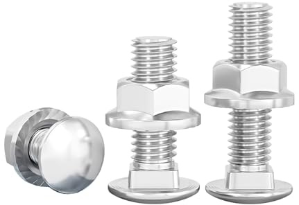 BACSHBY 20 pcs Coach Bolts,M4x16mm Cup Square Carriage Nuts and Bolts,Carbon Steel Coach Screws with Flange Hexagon Nuts