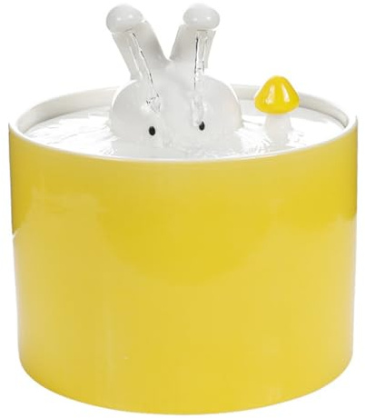 WEKAMOS Ceramic Pet Drinking Fountain USB Charging Smart Water Dispenser with Filter Low Noise for Cats and Small Pets Indoor Water Feeder White Yellow