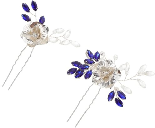 PENIKOKO 2 St Brudhårspinnar i Silver med Strass Eleganta Vintage Hårnålar för Brudfrisyrer Lättviktiga och Säkra Håraccessoarer för Bröllop och Festliga Tillfällen