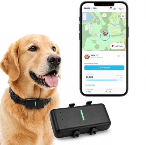 GPS Dog Tracker Real-Time IP68 Waterproof Fits Collar Or Harness Only 45g | Live Tracking, Multi Safe Zone Alerts, Wellbeing Monitoring, AI Assistant Find My Dog, 365-Day Replay, Low Cost Subscription