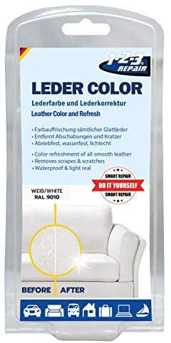 1-2-3 REPAIR Tinte para Cuero, Cuidado del Cuero, Tinte para Zapatos de Bolso, Cuidado del Cuero de sofá, Cuero Fresco, Tinte para Cuero de imitación, Blanco, 57 ml