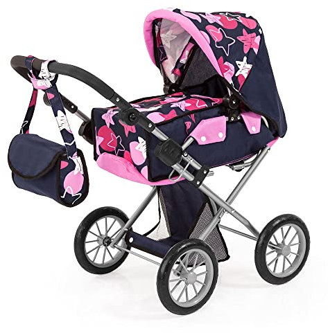 Bayer Design 13669AA Puppenwagen City Star mit Tasche, höhenverstellbarer Griff, wandelbar als Puppenjogger, herausnehmbare Tragetasche, integrierter Korb, Grau, Rosa, Fee