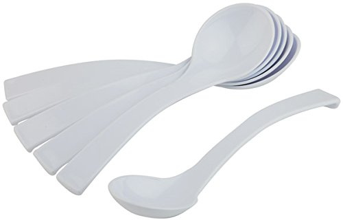 Feinkostlöffel, 6er Set, aus SAN Kunststoff, in weiß, spülmaschinenfest, xtra preiswert/Ø 6 cm, Länge: 23 cm | SUN
