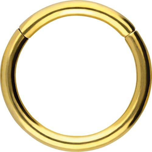 PIERCINGLINE Segmentring Clicker Chirurgenstahl Piercing Ring Nase Ohr Helix Septum Goldfarben 0,8 x 5 mm