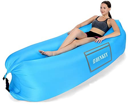SHENKEY Inflatable Lounger, 2020 Upgrade Waterproof Anti-Air Leaking Air Sofa with Portable Package, Inflatable Couch and Air Chair for Travelling, Camping, Hiking and Beach Parties