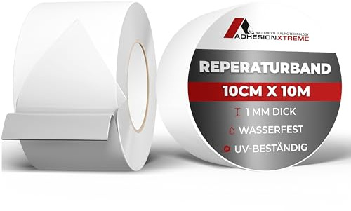 PREMIUM 10mx100mm weißes Reparaturband Klebeband Abdichtband für Wohnwagen, Fenster, Dach, Abdichtung wasserdicht selbstklebend wetterfest