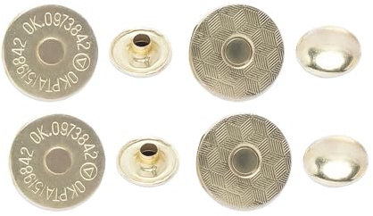 Trimming Shop Laser Cut Magnetic Fasteners, 18mm, 2pcs, Gold | Double Rivet Lightweight 4-Part Snap Fasteners Metal Clasps for DIY Crafts, Leather Jackets, Handbags & Clothing Repair