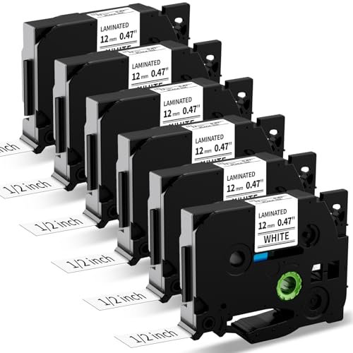 6x MarkField Kompatible Brother P-touch Bänder TZe-231 TZ 12mm 0.47 Weiß Schriftband für Ptouch PT-H105 H107 1000 1010 H100LB/R D200 D210 D400 Cube Beschriftungsgerät, Schwarz auf Weiß