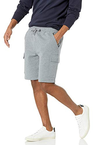 Amazon Essentials Short Cargo en Polaire Homme, Gris Clair Chiné, XL