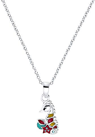 Prinzessin Lillifee Kette mit Anhänger 925 Sterling Silber Mädchen Kinder Halsschmuck, mit Zirkonia synth., 35+3 cm, Multicolor, Seepferdchen, Kommt in Schmuck Geschenk Box, 2031161