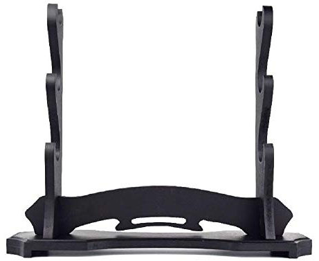 BiJun Schwertständer Katana Ständer, Schwarzes Holz Schwert Katana Wandhalterung, Gladiator Schwert Wand Display Kreuzritter Schwertständer Messer Kleiderbügel Stütze Ständer (3 Schwerter)