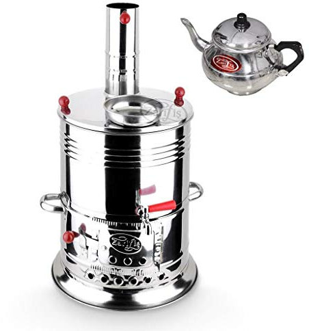 Holzkohle Samowar Kömürlü Odun Semaver Camping Teekocher mit Teekanne (8 L)