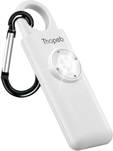 Originaler Taschenalarm extra laut 130 dB für Frauen zur Selbstverteidigung | Helles SOS-LED-Stroboskoplicht, hochwertiger Alarm-Schlüsselanhänger – für Senioren, Damen & Kinder (Weiß)