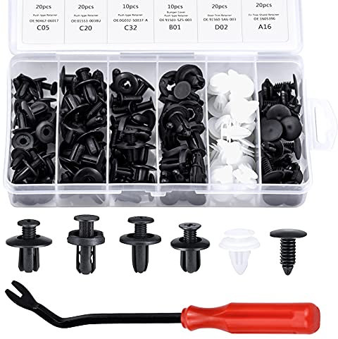 HongBoom Car Body Trim Clips,100 Pcs Car Retainer Clips Universal Auto Clips Plastic Nylon Rivet Trim Clamp Car Door Bumper Fender Retainer Clips Liner Sealing Strip Fixed Clips Fasteners Tools